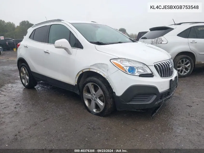 2016 Buick Encore VIN: KL4CJESBXGB753548 Lot: 40376305