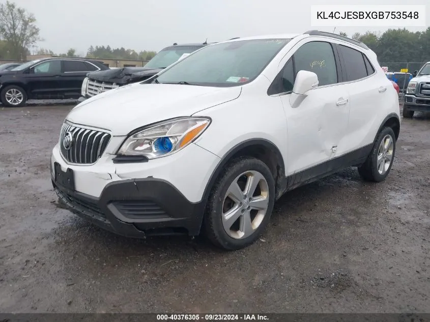 2016 Buick Encore VIN: KL4CJESBXGB753548 Lot: 40376305