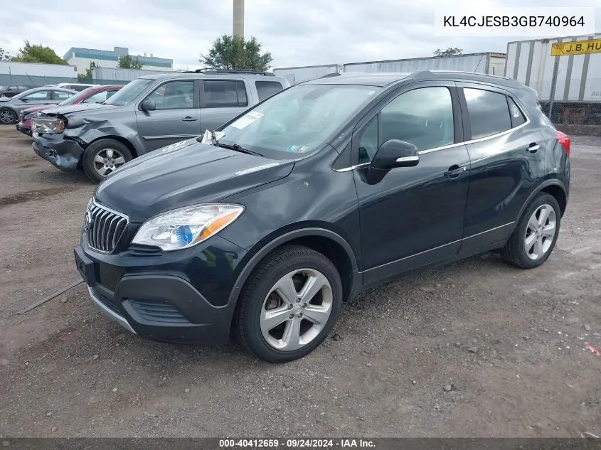 2016 Buick Encore VIN: KL4CJESB3GB740964 Lot: 40412659