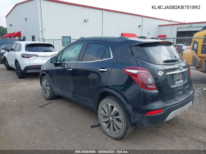 KL4CJASB2KB751892 2019 Buick Encore Fwd Preferred