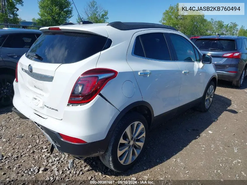 2019 Buick Encore Fwd Preferred VIN: KL4CJASB2KB760494 Lot: 39387667