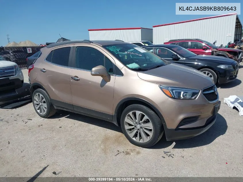 2019 Buick Encore Fwd Preferred VIN: KL4CJASB9KB809643 Lot: 39399194