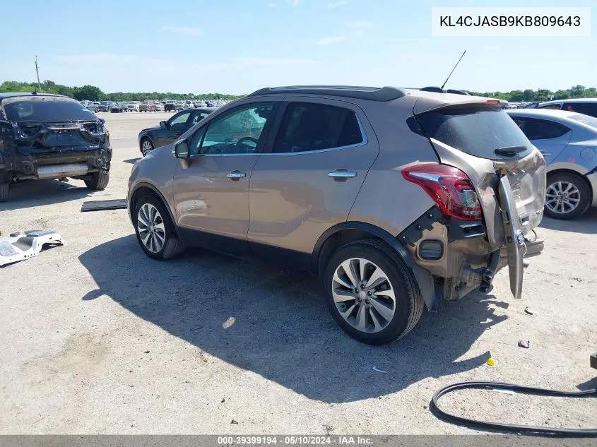 2019 Buick Encore Fwd Preferred VIN: KL4CJASB9KB809643 Lot: 39399194