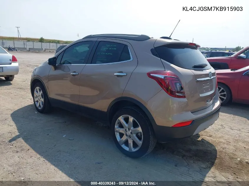 2019 Buick Encore Awd Essence VIN: KL4CJGSM7KB915903 Lot: 40339243