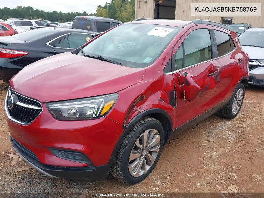 KL4CJASB5KB758769 2019 Buick Encore Fwd Preferred