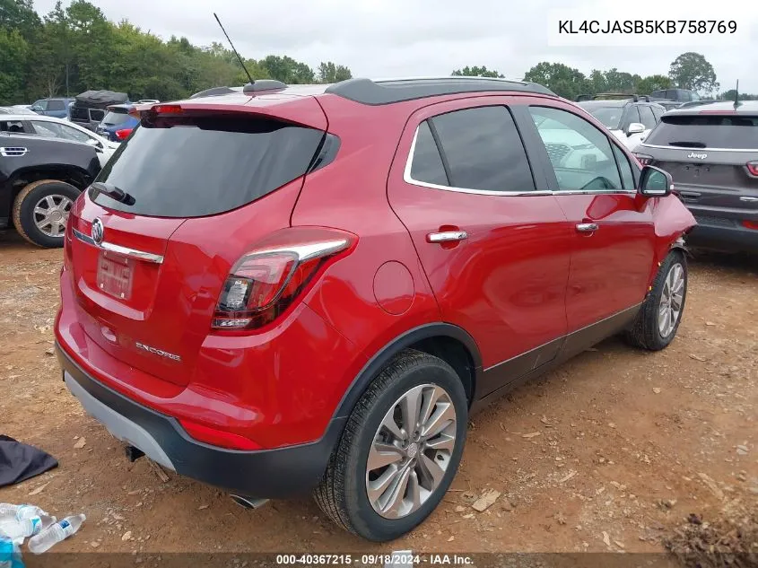 KL4CJASB5KB758769 2019 Buick Encore Fwd Preferred