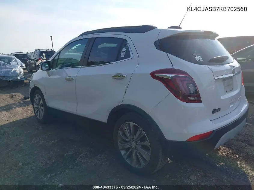 KL4CJASB7KB702560 2019 Buick Encore Fwd Preferred