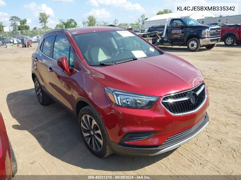 2021 Buick Encore Awd Preferred VIN: KL4CJESBXMB335342 Lot: 40231210