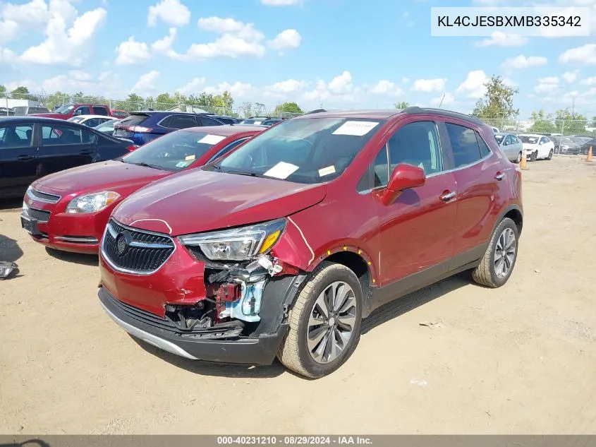 KL4CJESBXMB335342 2021 Buick Encore Awd Preferred