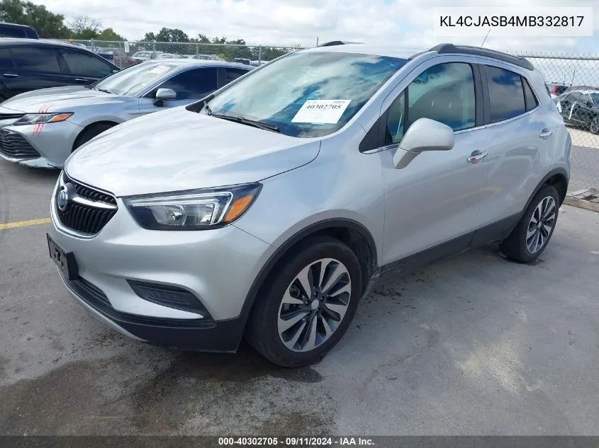 2021 Buick Encore Preferred VIN: KL4CJASB4MB332817 Lot: 40302705