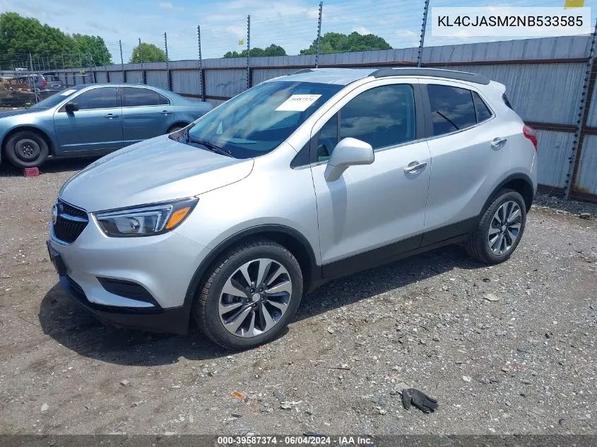 2022 Buick Encore Fwd Preferred VIN: KL4CJASM2NB533585 Lot: 39587374