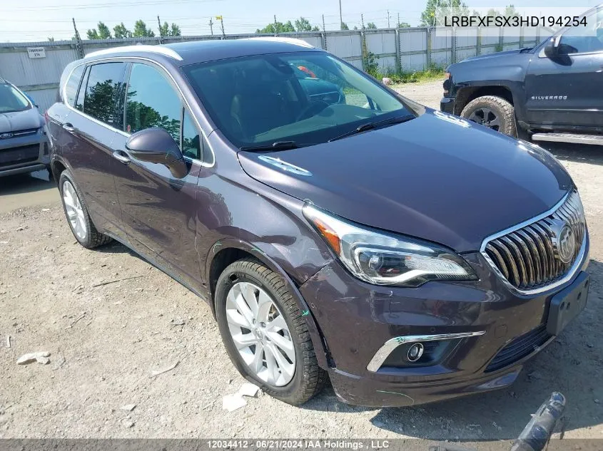 2017 Buick Envision Premium Ii VIN: LRBFXFSX3HD194254 Lot: 12034412