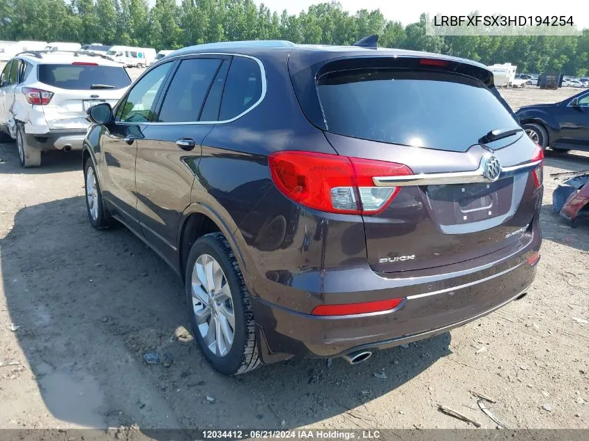 2017 Buick Envision Premium Ii VIN: LRBFXFSX3HD194254 Lot: 12034412