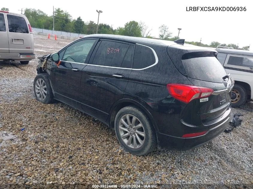 2019 Buick Envision Fwd Essence VIN: LRBFXCSA9KD006936 Lot: 39324496