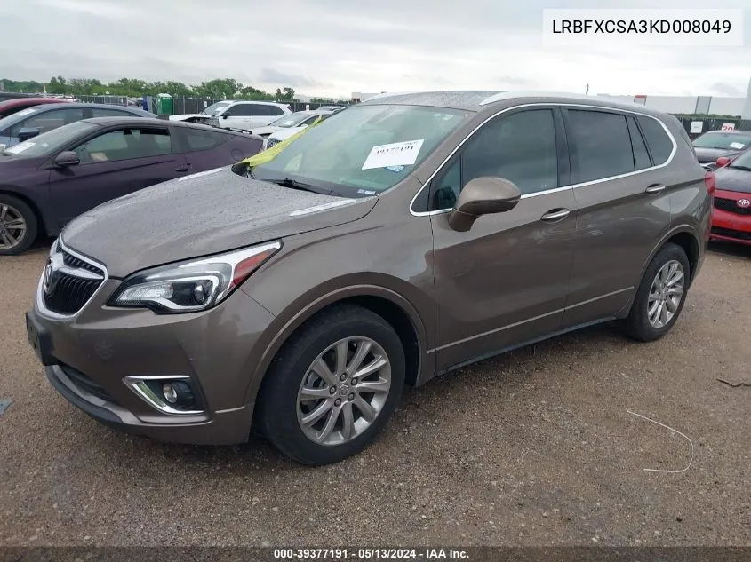 2019 Buick Envision Fwd Essence VIN: LRBFXCSA3KD008049 Lot: 39377191