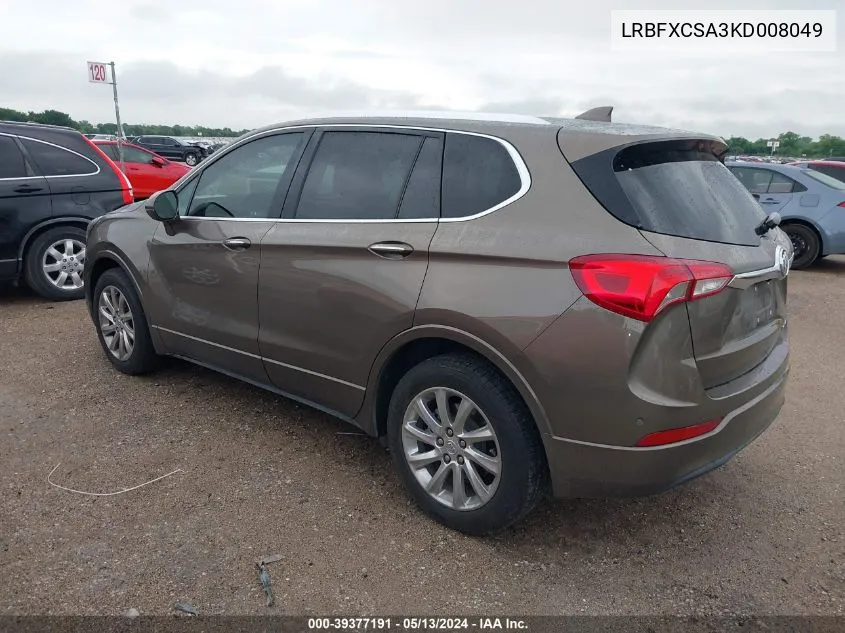 2019 Buick Envision Fwd Essence VIN: LRBFXCSA3KD008049 Lot: 39377191