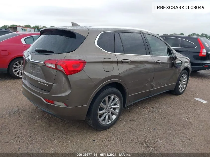 2019 Buick Envision Fwd Essence VIN: LRBFXCSA3KD008049 Lot: 39377191