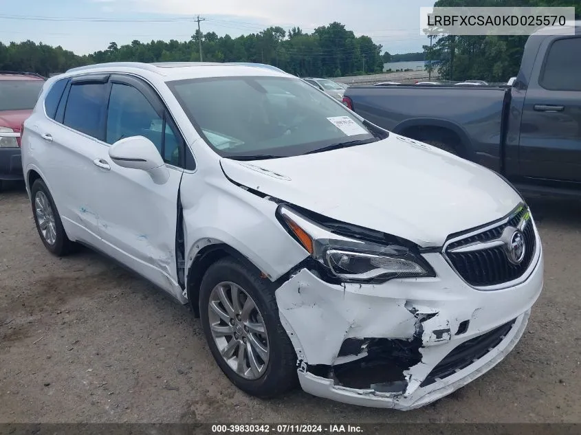 2019 Buick Envision Fwd Essence VIN: LRBFXCSA0KD025570 Lot: 39830342