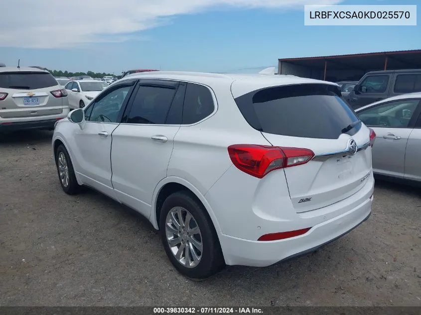 2019 Buick Envision Fwd Essence VIN: LRBFXCSA0KD025570 Lot: 39830342