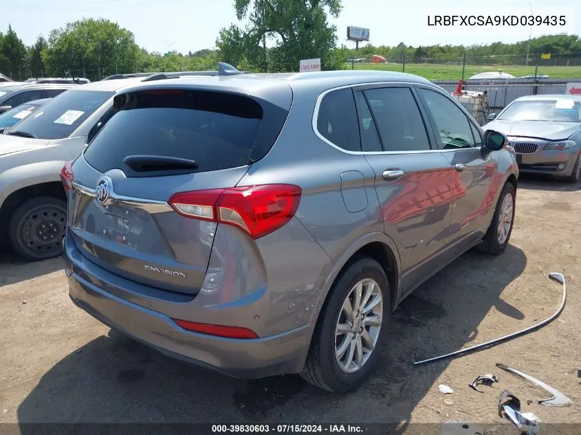 2019 Buick Envision Fwd Essence VIN: LRBFXCSA9KD039435 Lot: 39830603