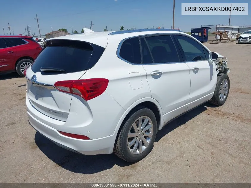 2019 Buick Envision Fwd Essence VIN: LRBFXCSAXKD007402 Lot: 39831555