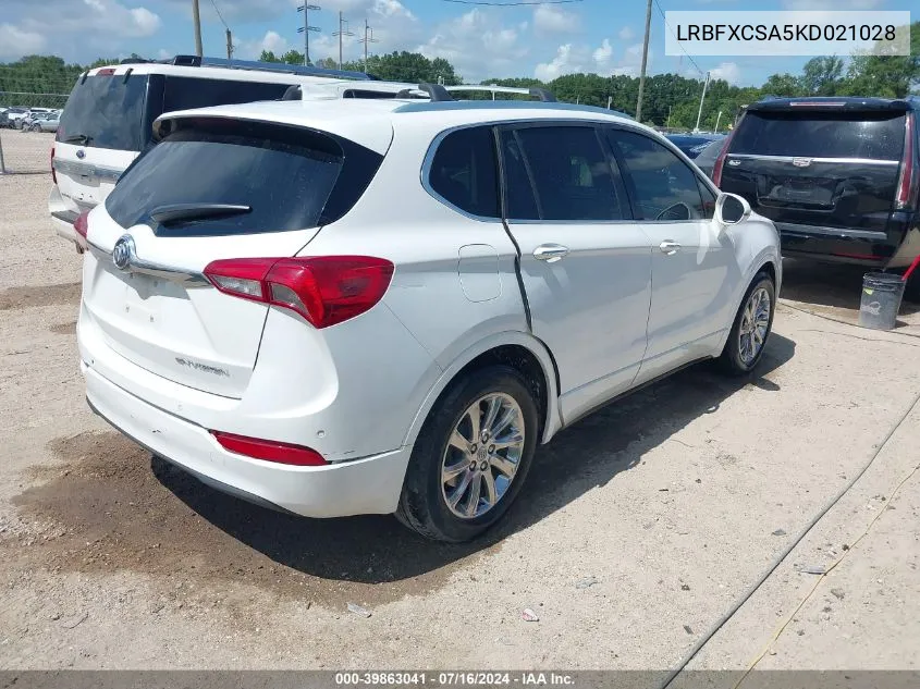 2019 Buick Envision Fwd Essence VIN: LRBFXCSA5KD021028 Lot: 39863041