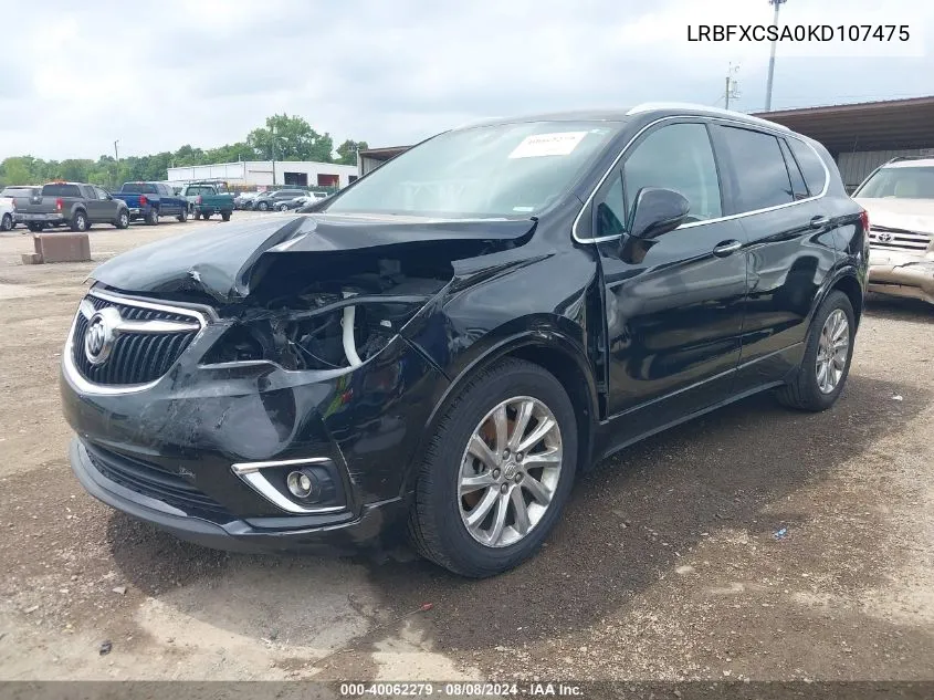 2019 Buick Envision Fwd Essence VIN: LRBFXCSA0KD107475 Lot: 40062279