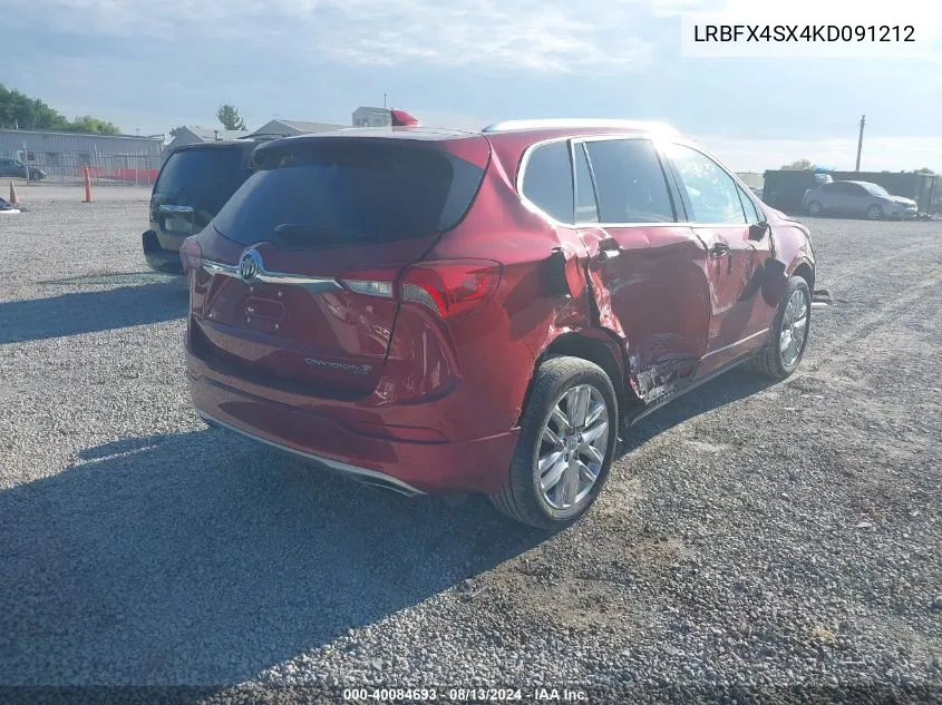 2019 Buick Envision Awd Premium Ii VIN: LRBFX4SX4KD091212 Lot: 40084693