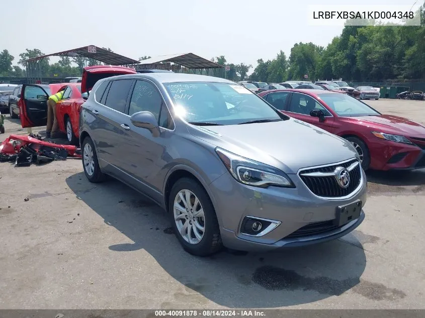 2019 Buick Envision Fwd Preferred VIN: LRBFXBSA1KD004348 Lot: 40091878