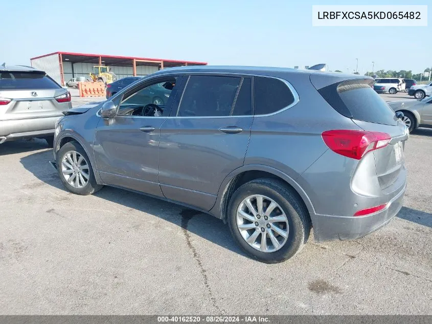 2019 Buick Envision Fwd Essence VIN: LRBFXCSA5KD065482 Lot: 40162520