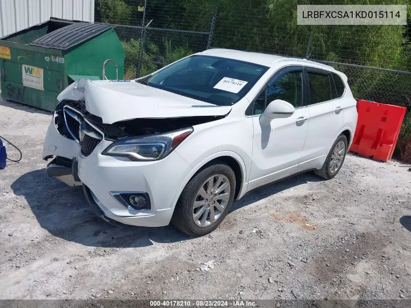 2019 Buick Envision Fwd Essence VIN: LRBFXCSA1KD015114 Lot: 40178210