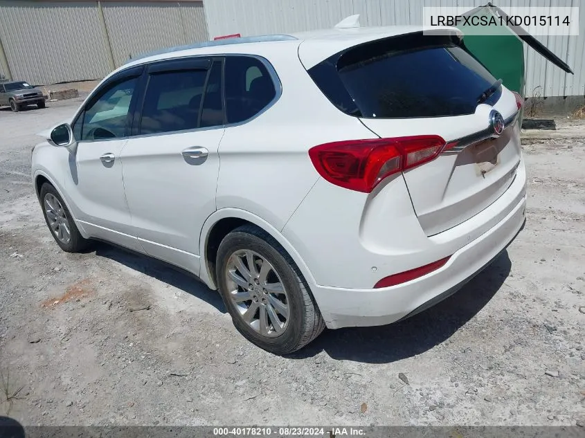 2019 Buick Envision Fwd Essence VIN: LRBFXCSA1KD015114 Lot: 40178210