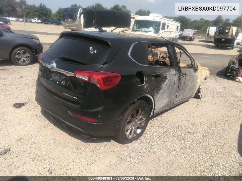 2019 Buick Envision Fwd Preferred VIN: LRBFXBSA0KD097704 Lot: 40248301