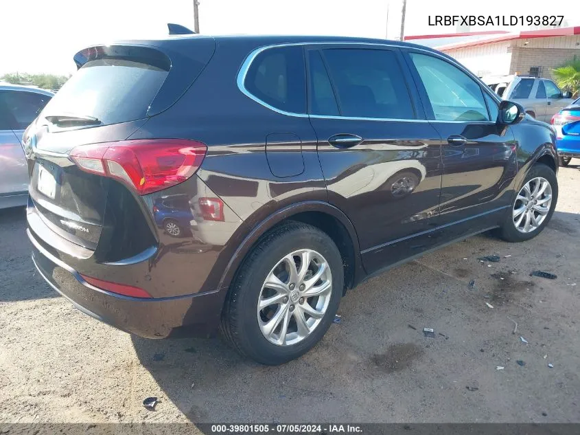 2020 Buick Envision Preferred VIN: LRBFXBSA1LD193827 Lot: 39801505