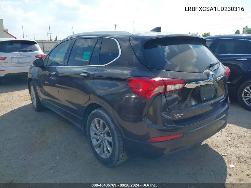 2020 Buick Envision Fwd Essence VIN: LRBFXCSA1LD230316 Lot: 40405769