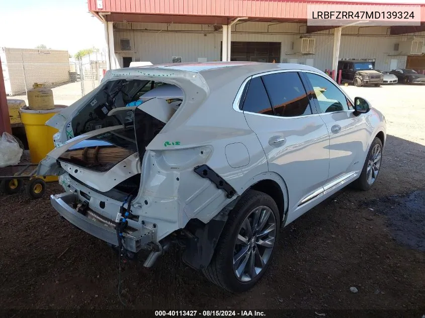 2021 Buick Envision Fwd Avenir VIN: LRBFZRR47MD139324 Lot: 40113427