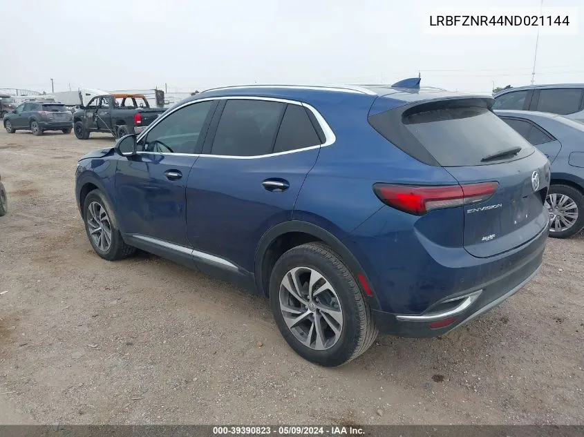 2022 Buick Envision Fwd Essence VIN: LRBFZNR44ND021144 Lot: 39390823