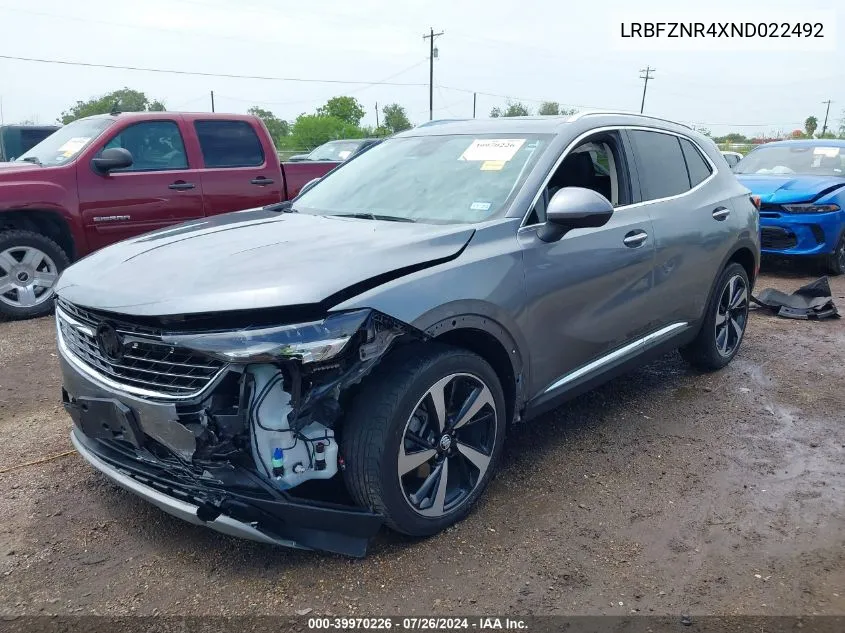 2022 Buick Envision Fwd Essence VIN: LRBFZNR4XND022492 Lot: 39970226