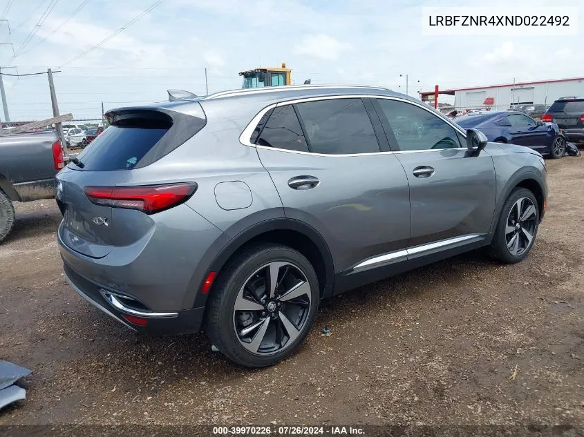 2022 Buick Envision Fwd Essence VIN: LRBFZNR4XND022492 Lot: 39970226