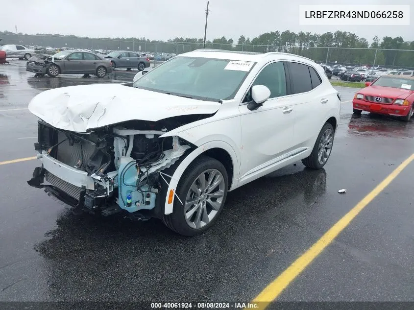 2022 Buick Envision Fwd Avenir VIN: LRBFZRR43ND066258 Lot: 40061924