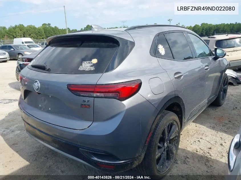 2022 Buick Envision Fwd Essence VIN: LRBFZNR49ND022080 Lot: 40143826