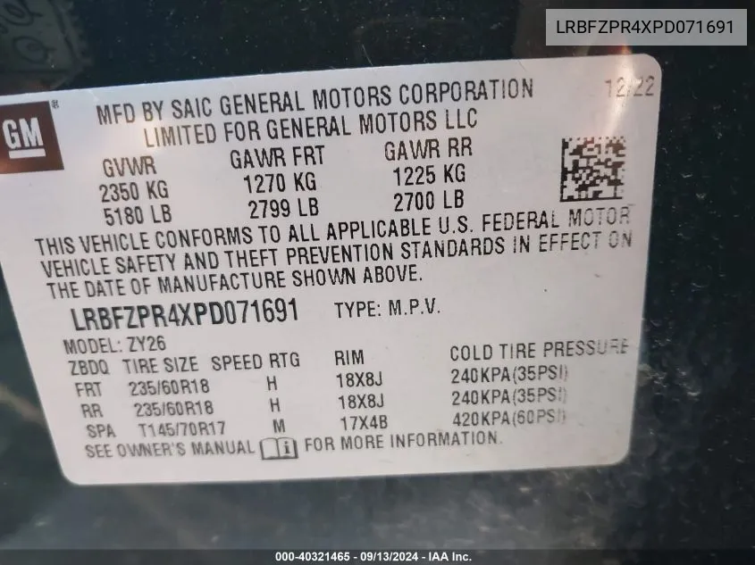 LRBFZPR4XPD071691 2023 Buick Envision Essence Awd