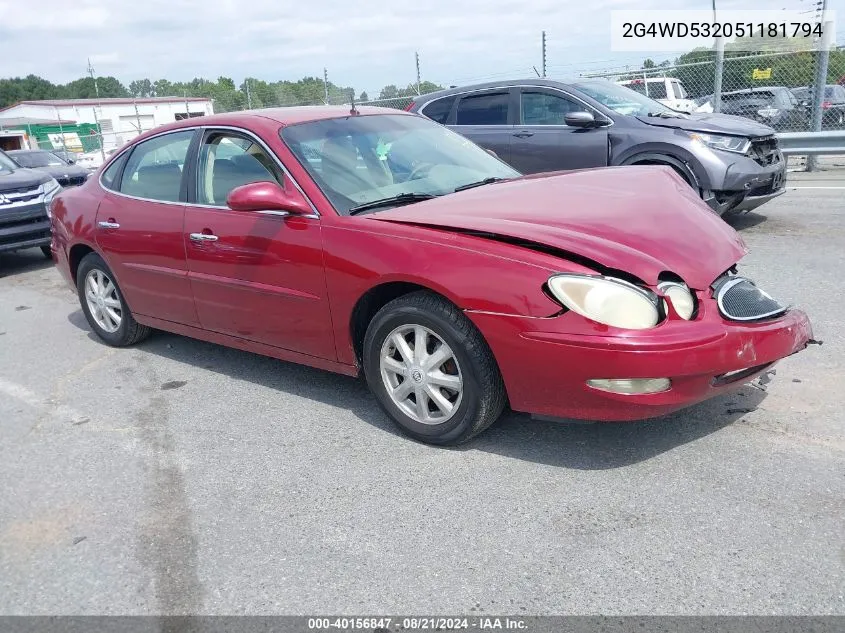 2005 Buick Lacrosse Cxl VIN: 2G4WD532051181794 Lot: 40156847