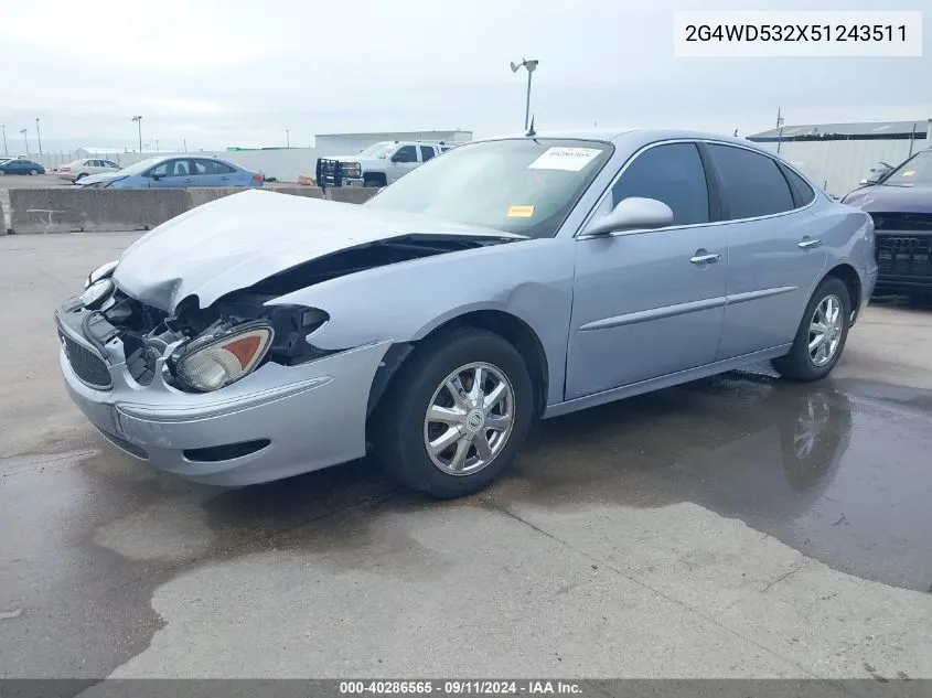 2005 Buick Lacrosse Cxl VIN: 2G4WD532X51243511 Lot: 40286565