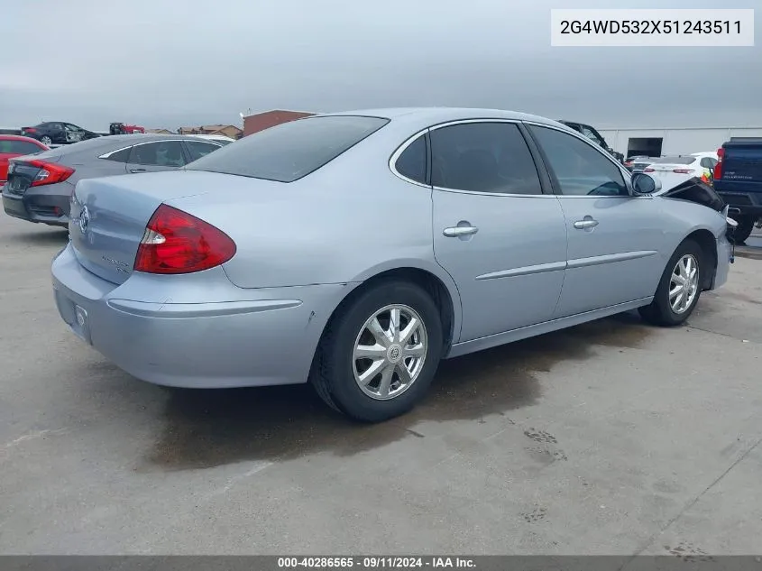 2005 Buick Lacrosse Cxl VIN: 2G4WD532X51243511 Lot: 40286565