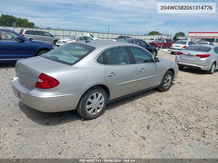 2006 Buick Lacrosse Cx VIN: 2G4WC582061314776 Lot: 40267743