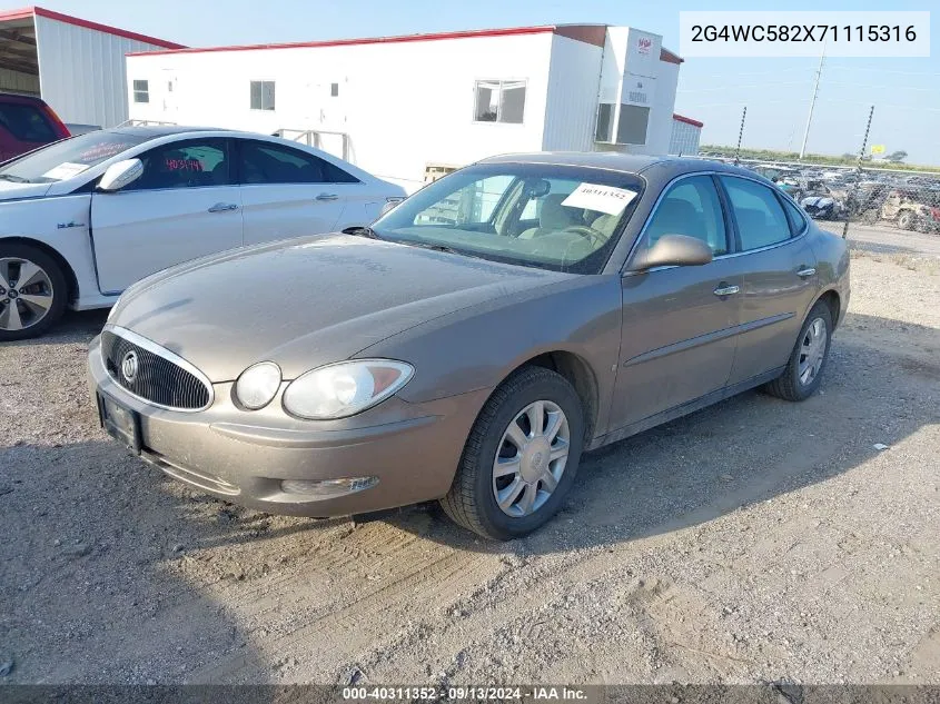 2007 Buick Lacrosse Cx VIN: 2G4WC582X71115316 Lot: 40311352