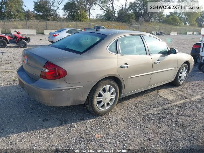 2007 Buick Lacrosse Cx VIN: 2G4WC582X71115316 Lot: 40311352