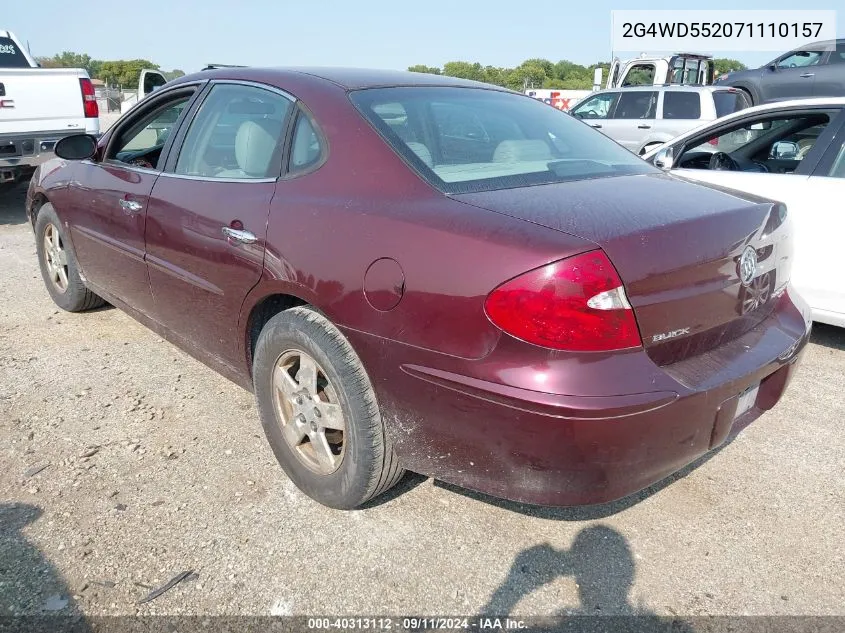 2007 Buick Lacrosse Cxl VIN: 2G4WD552071110157 Lot: 40313112