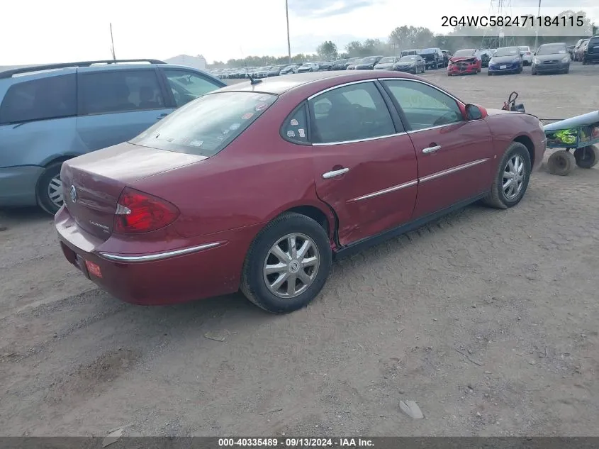 2007 Buick Lacrosse Cx VIN: 2G4WC582471184115 Lot: 40335489